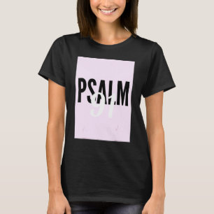 Camiseta Design Verso da Bíblia Preta e Branca do Salm 91