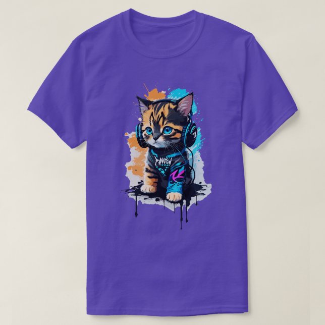 Camiseta Design vetor do Groove Feline de um Kit Cute (Frente do Design)