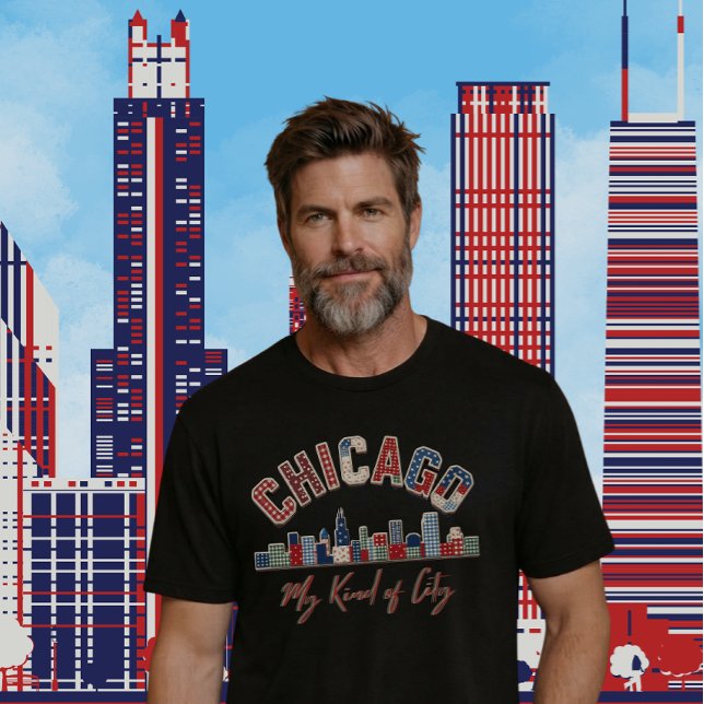 Camiseta Design Vibrante de Patchwork Falso de Chicago (Criador carregado)