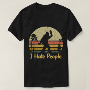 Camiseta Design Vintage Bigfoot Divertido Eu Odeio Pessoas