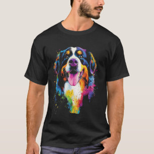 Camiseta Design Vintage do Cão de Montanha Bernês Com Um Cã