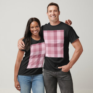 Camiseta Design Xadrez Gingham Rosa