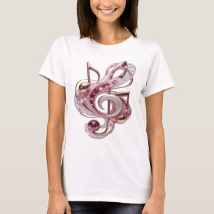 Camiseta Designação de NOTAS MUSICAIS Rosa Espirituosa