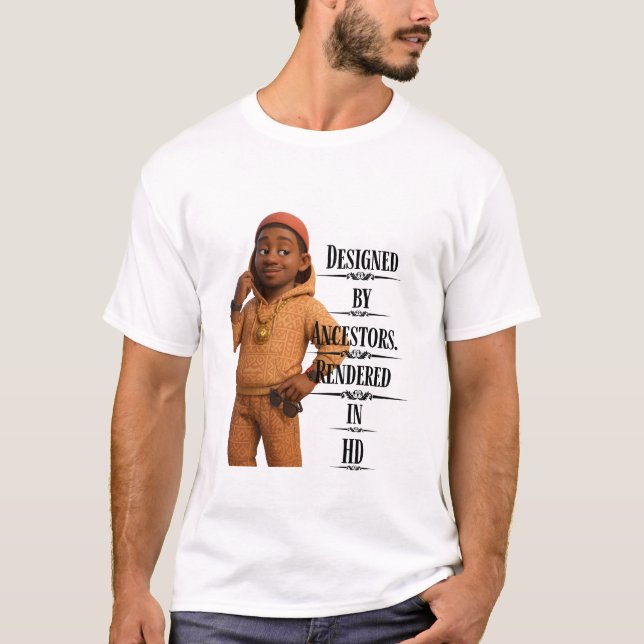 Camiseta Designed By Ancestors,Pixarstyle 3D (Frente)