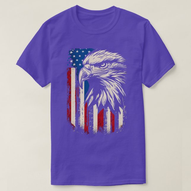Camiseta Designer de Águia Patriótico Americano (Frente do Design)