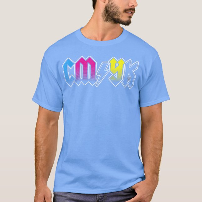 Camiseta Designer de banda de rock CMYK retrô (Frente)