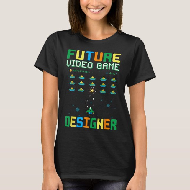 Camiseta Designer De Jogo De Vídeo Para Crianças1 (Frente)
