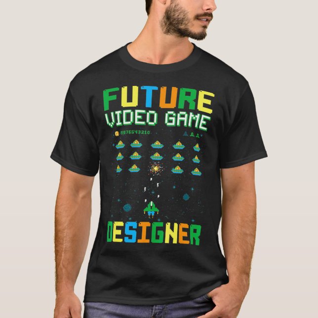 Camiseta Designer De Vídeo Futuro Para Desenvolvedores De J (Frente)