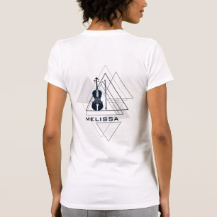Camiseta Designer de Violino Azul e Branco do Marinho Mínim
