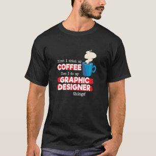 Camiseta Designer Gráfico e Apreciação do Café Dizendo