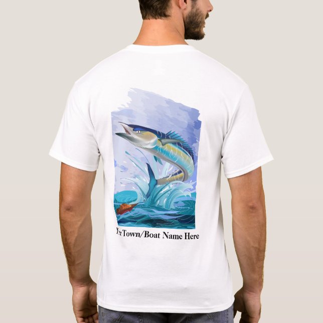 Camiseta Designer Pescando Camiseta. O Wahoo Com Atitude. (Verso)