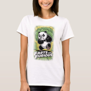 Camiseta Designio de Panda Engraçado sobre Peidar no Preto