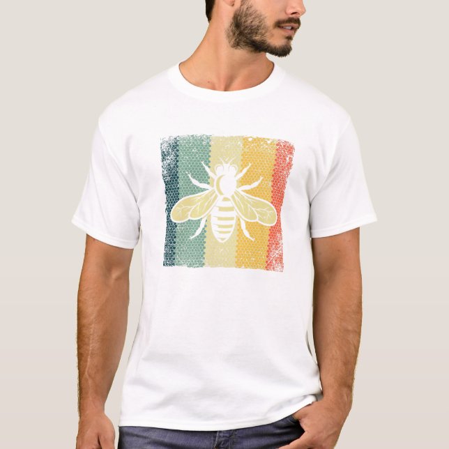 Camiseta Designs De Abelhas Vintage Para Homens (Frente)