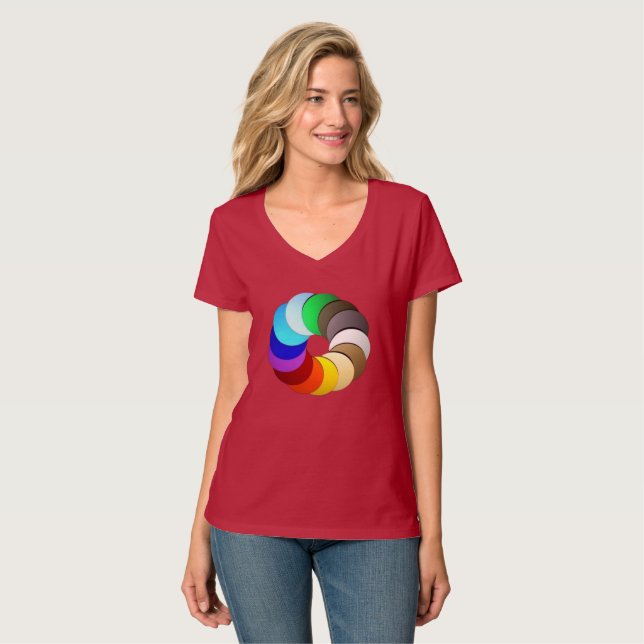 Camiseta Designs de beleza de cores (Frente Completa)