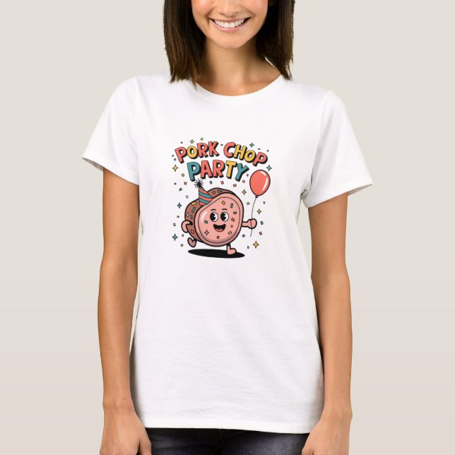 Camiseta Designs de carne de porco divertida e branca (Frente)