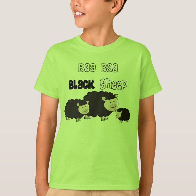 Camiseta Designs de Ovelha Negra "Baa Baa Black Sheep" (Frente)