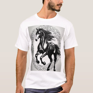 Camiseta Designs de T-Shirt com Tatuagem de Cavalo Negrito
