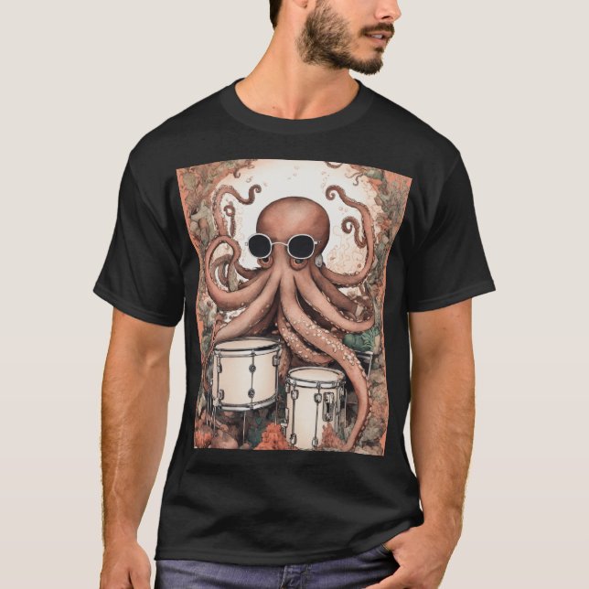 Camiseta Designs de Teto de Octopus Criativo (Frente)