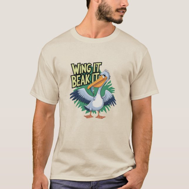 Camiseta Designs Engraçados de Aves Marinhas: Humor Pelican (Frente)