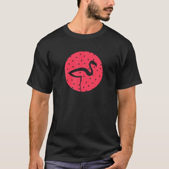 Camiseta Designs Flamingo Com Sementes De Melancia (Frente)