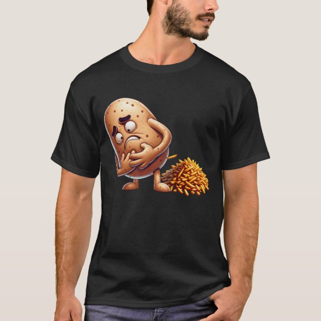 Camiseta Designs Franceses De Batata Funerária Para Homens (Frente)