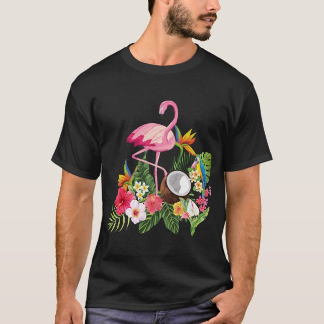 Camiseta Designs tropicais Flamingo T-Shirt (Frente)