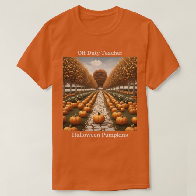 Camiseta Desligado Professor Halloween Pumpkins T-Shirt (Frente do Design)