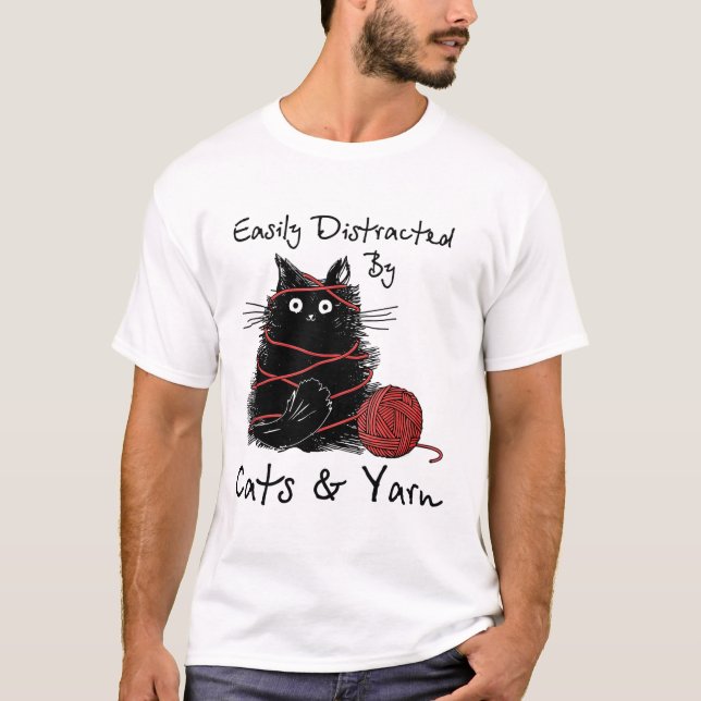 Camiseta Deslizado facilmente por gatos e fios T-Shirt (Frente)