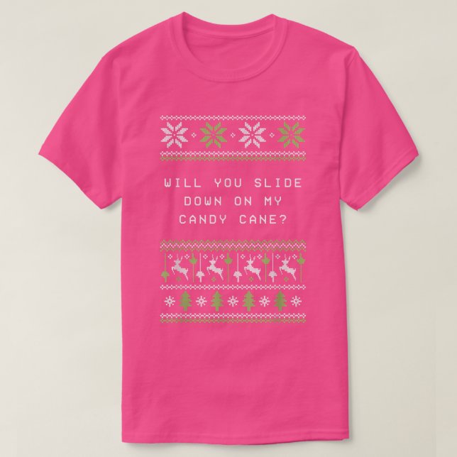 Camiseta Deslize-se para baixo em minha Piada de Natal Cand (Frente do Design)