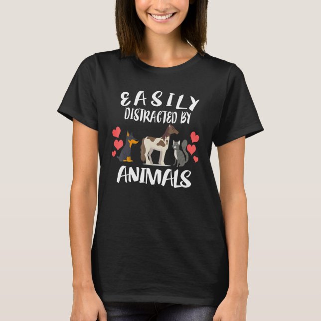 Camiseta Deslocado Facilmente Por Animais, Cão De Gato (Frente)