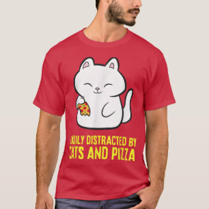Camiseta Deslocado Facilmente Por Gatos E Pizza Kawaii Cat
