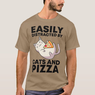 Camiseta Deslocado Facilmente Por Gatos E Pizza Kawaii Cat