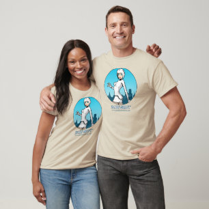 Camiseta Deslocamento azul - t-shirt longo da Capa de