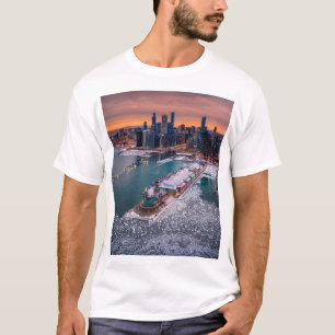 Camiseta Deslumbrante Vista Aérea de Inverno do Horizonte d