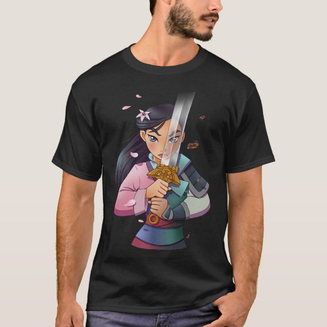 Camiseta Desney Mulan Anime Half Girl Half Warrior Premium  (Frente)