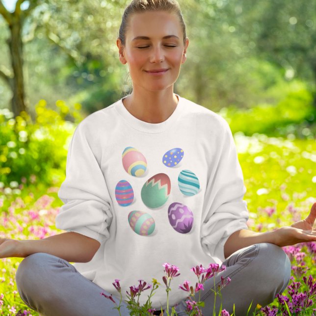 Camiseta Desorativa Colorida De Ovos Em Páscoa Divertida (Criador carregado)