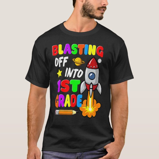 Camiseta Despedaçando Para A Equipe De Foguetes Da Classe 1 (Frente)