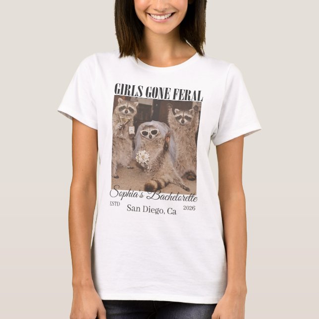 Camiseta Despedida de Solteira com Foto de Guaxinim Selvage (Frente)