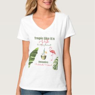 Camiseta Despedida de Solteira Tropical Rosa em Palm Spring