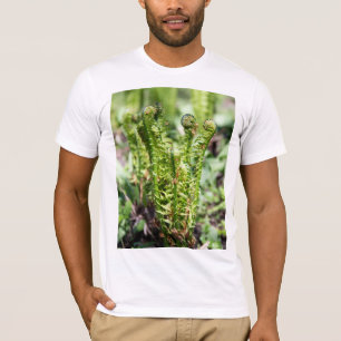 Camiseta Despertar de samambaia jovem no jardim