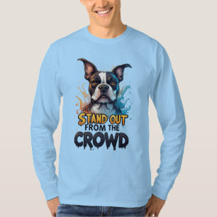 Camiseta Destacar-se da Multidão: Boston Terrier Colorido