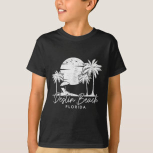 Camiseta Destin Beach Flórida Fl Vintage Sunset Surfer Vaca