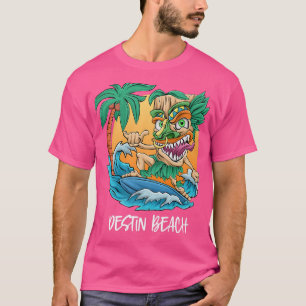 Camiseta Destin Beach Flórida Palm Tree Surfing Beach Vacat