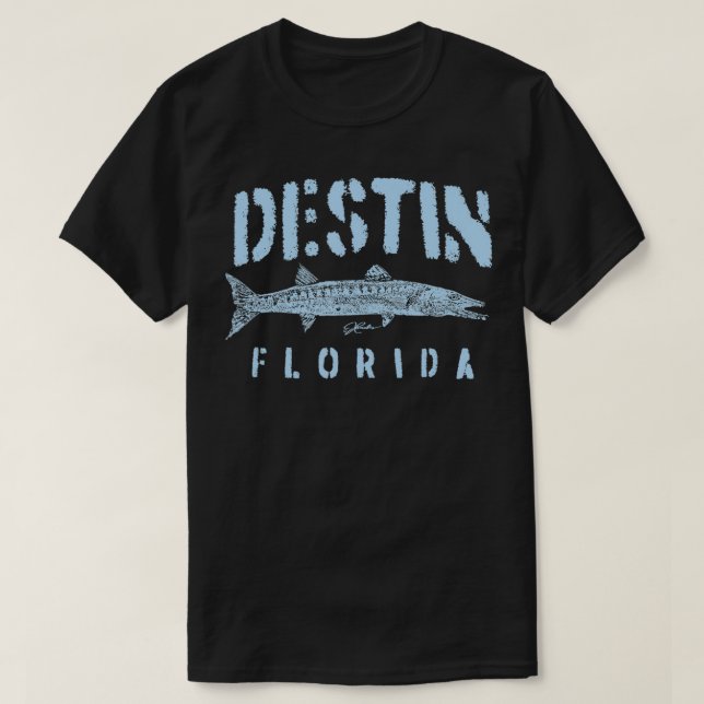 Camiseta Destin FL Excelente Barracuda Distante (Frente do Design)