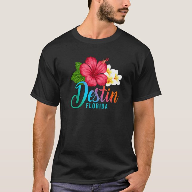 Camiseta Destin Vacation Florida Tropical Hibiscus Flower   (Frente)