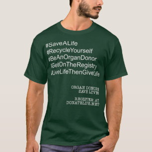 Camiseta Destinatário do transplante de hashtag e doador d