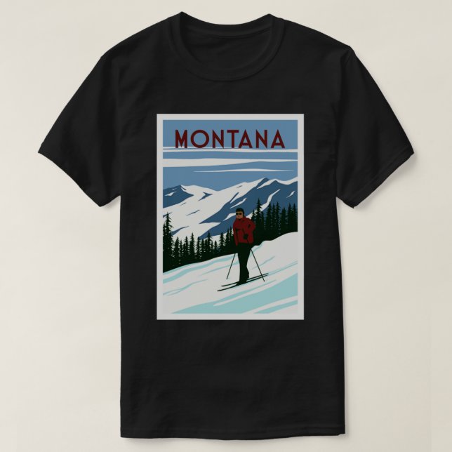 Camiseta destino de esqui de Montana (Frente do Design)