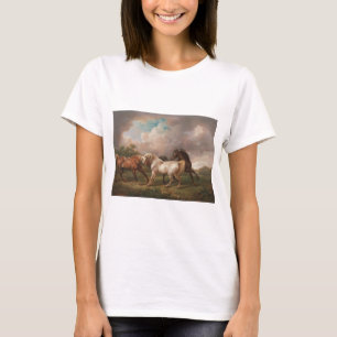 Camiseta Destino dos cavalos do óleo da pintura da arte de