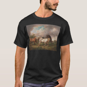 Camiseta Destino dos cavalos do óleo da pintura da arte de