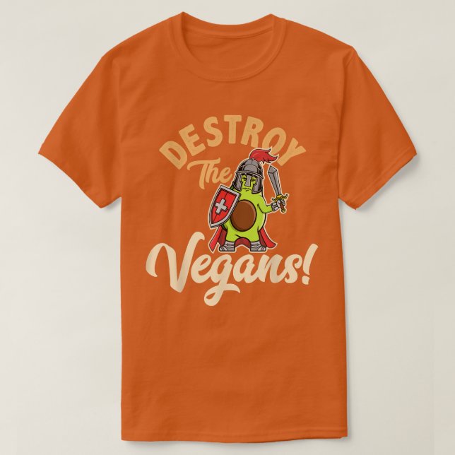 Camiseta Destroy The Vegans, Funny Vegetarian, Fresh Avocad (Frente do Design)